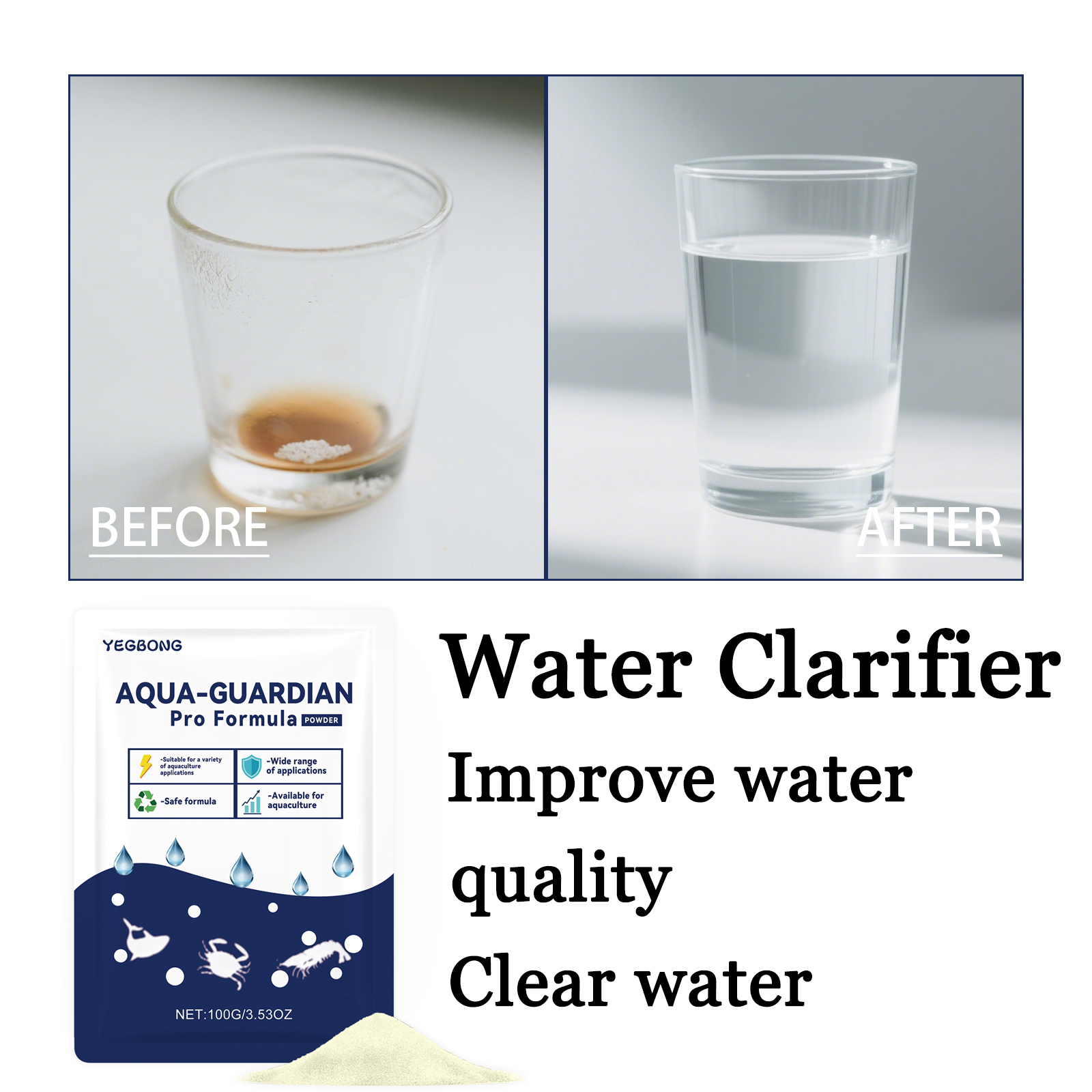 Aquarium Fishing - 100G Fish Tank Water Clarifier Powder